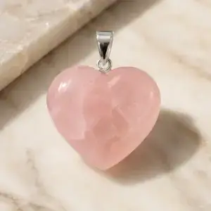 Rose Quartz Heart Pendant Display Piece - main product image