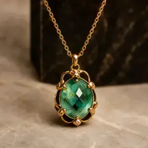 Verdant Grace Green Gemstone Pendant Necklace - main product image